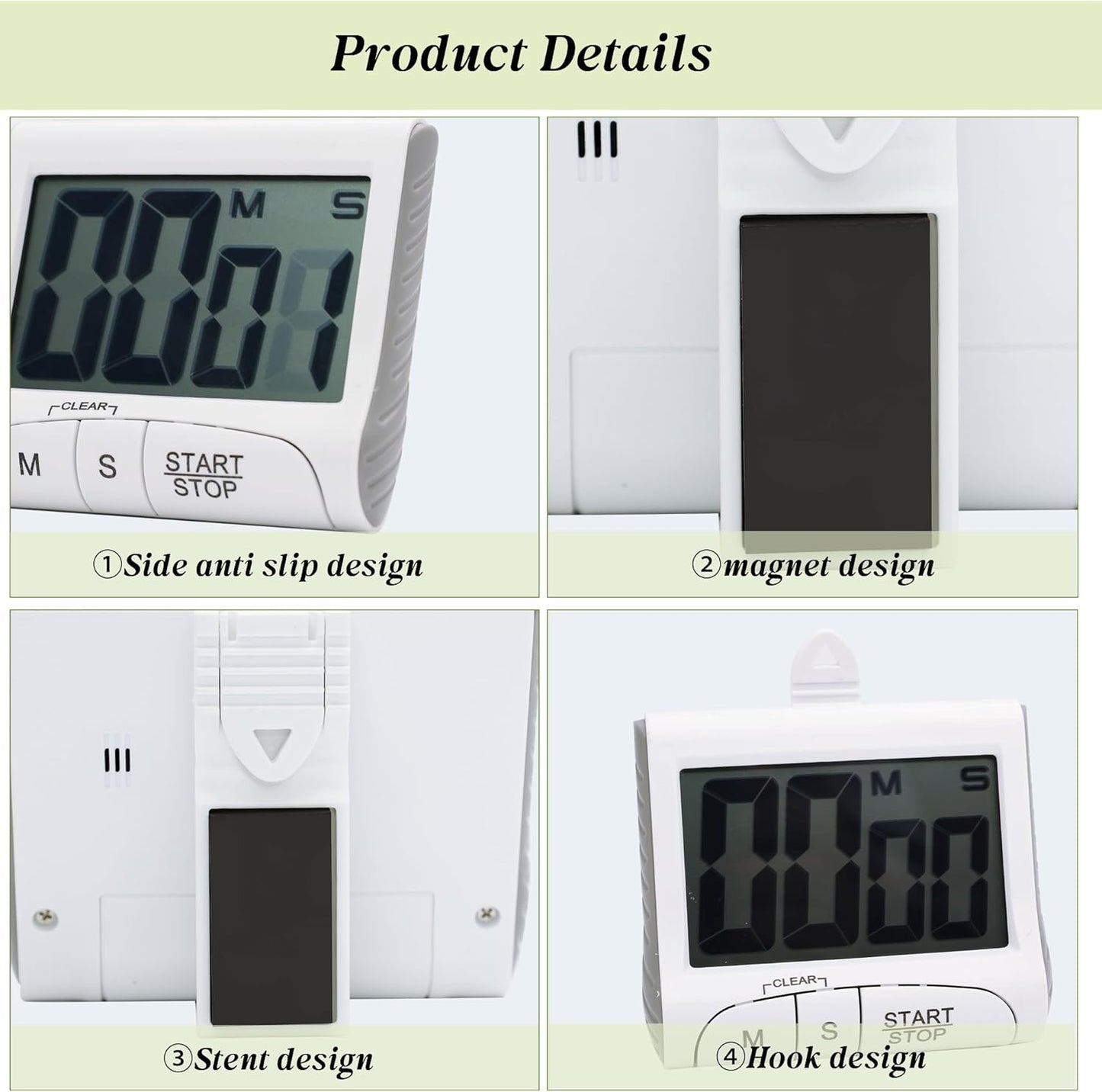 Large LCD Display Kitchen Timer -Magnetic Digital Timers,Loud Alarm,Memory and Fast Forward Function,Cooking Timers for Kitchen,Gym, Meeting, Classroom,Study,Work,Outdoor Activities(Black)
