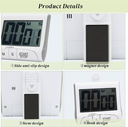 Large LCD Display Kitchen Timer -Magnetic Digital Timers,Loud Alarm,Memory and Fast Forward Function,Cooking Timers for Kitchen,Gym, Meeting, Classroom,Study,Work,Outdoor Activities(Black)