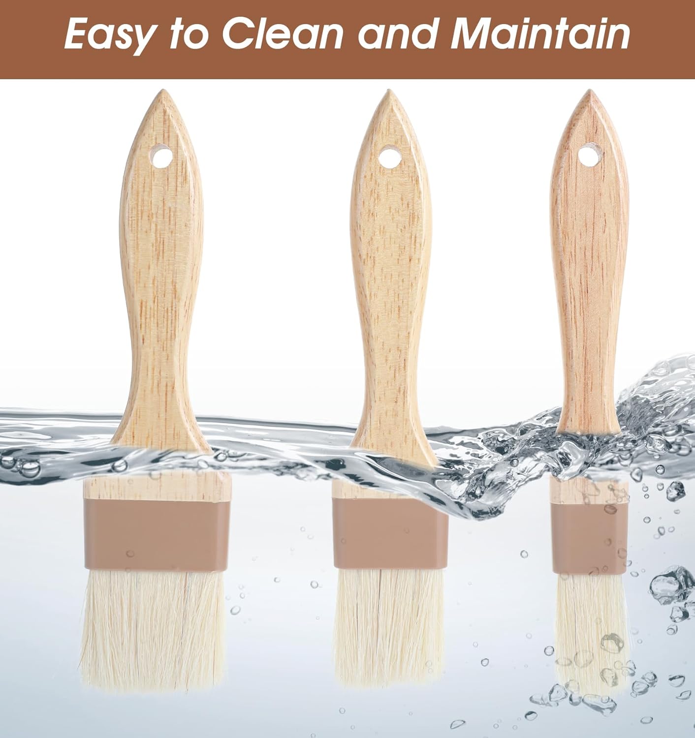 3Pcs Basting Brush for Cooking, Pastry Brush for Baking, Kitchen Baking Grilling Tools for Marinade Butter (Large, Medium, and Small Size)