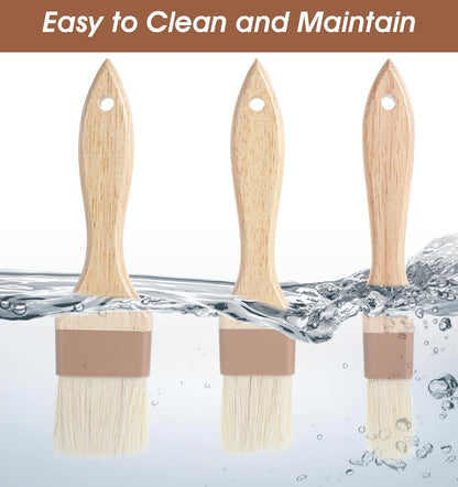 3Pcs Basting Brush for Cooking, Pastry Brush for Baking, Kitchen Baking Grilling Tools for Marinade Butter (Large, Medium, and Small Size)