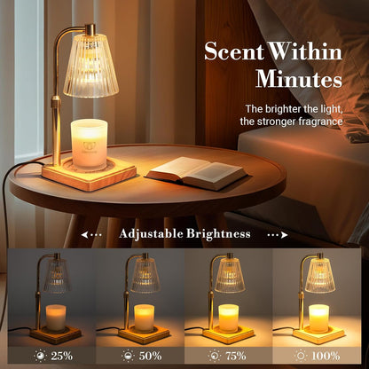 Marycele Candle Warmer Lamp with Timer & Dimmer - Mothers Day Gifts for Women Mom Her, Aesthetic Office Home Decor, Adjustable Height Wax Melter for Candle Jar & 3-Wick Candles (2 Bulbs Included)