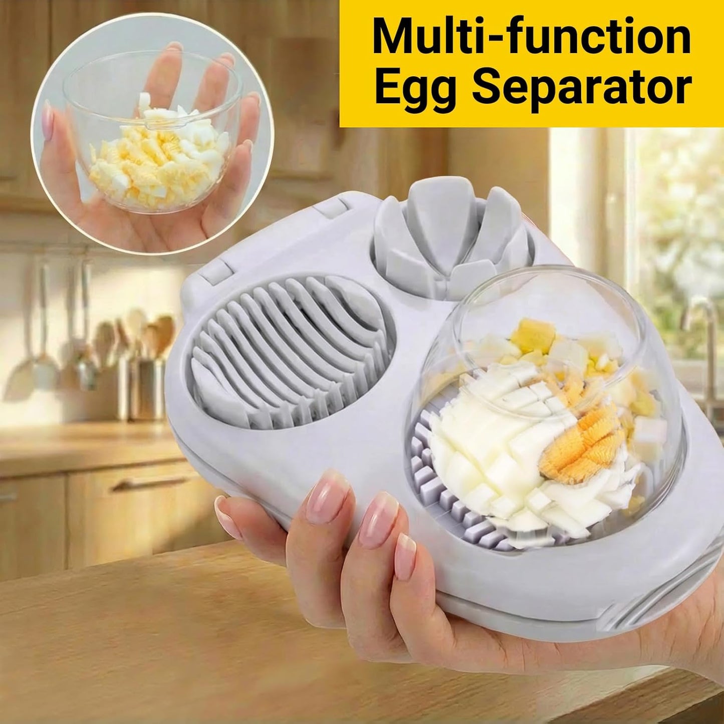 3-in-1 Heavy Duty Egg Slicer, Stainless Steel Blades with Multiple Cutting Modes for Hard Boiled Eggs, Mushrooms, Strawberry, Multifunctional Kitchen Tool, Send Goods from Local Warehouse