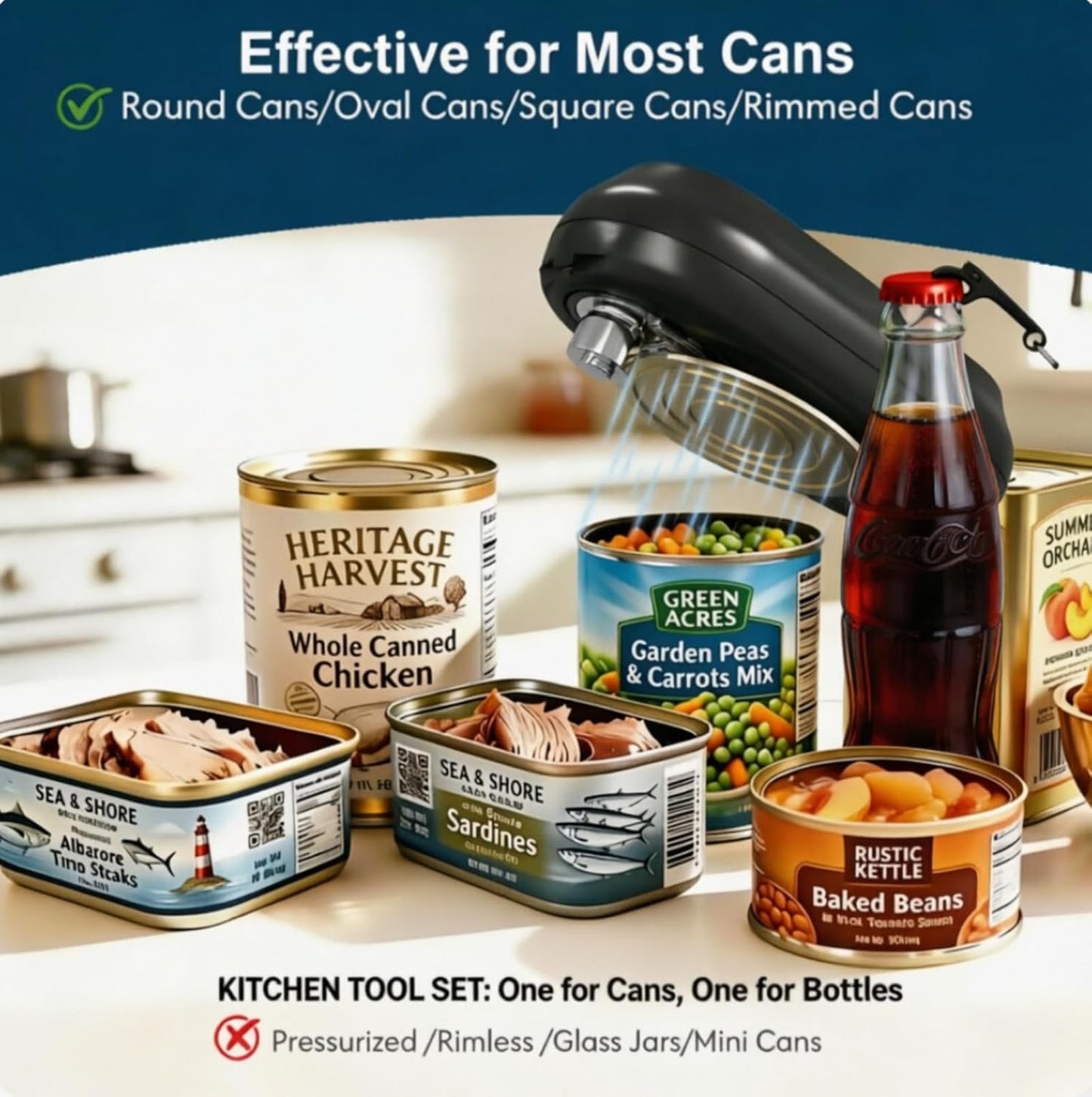 Electric Can Opener for Seniors with Arthritis, USB Rechargeable Can Opener, One-Touch Automatic Hands Free Kitchen Gadgets Gifts for Women