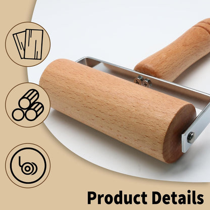 Wooden Rolling Pin, Ergonomic Non-Stick Pizza Baker Dough Pastry Roller for Kitchen Home Cooking Baking (T Square Type)