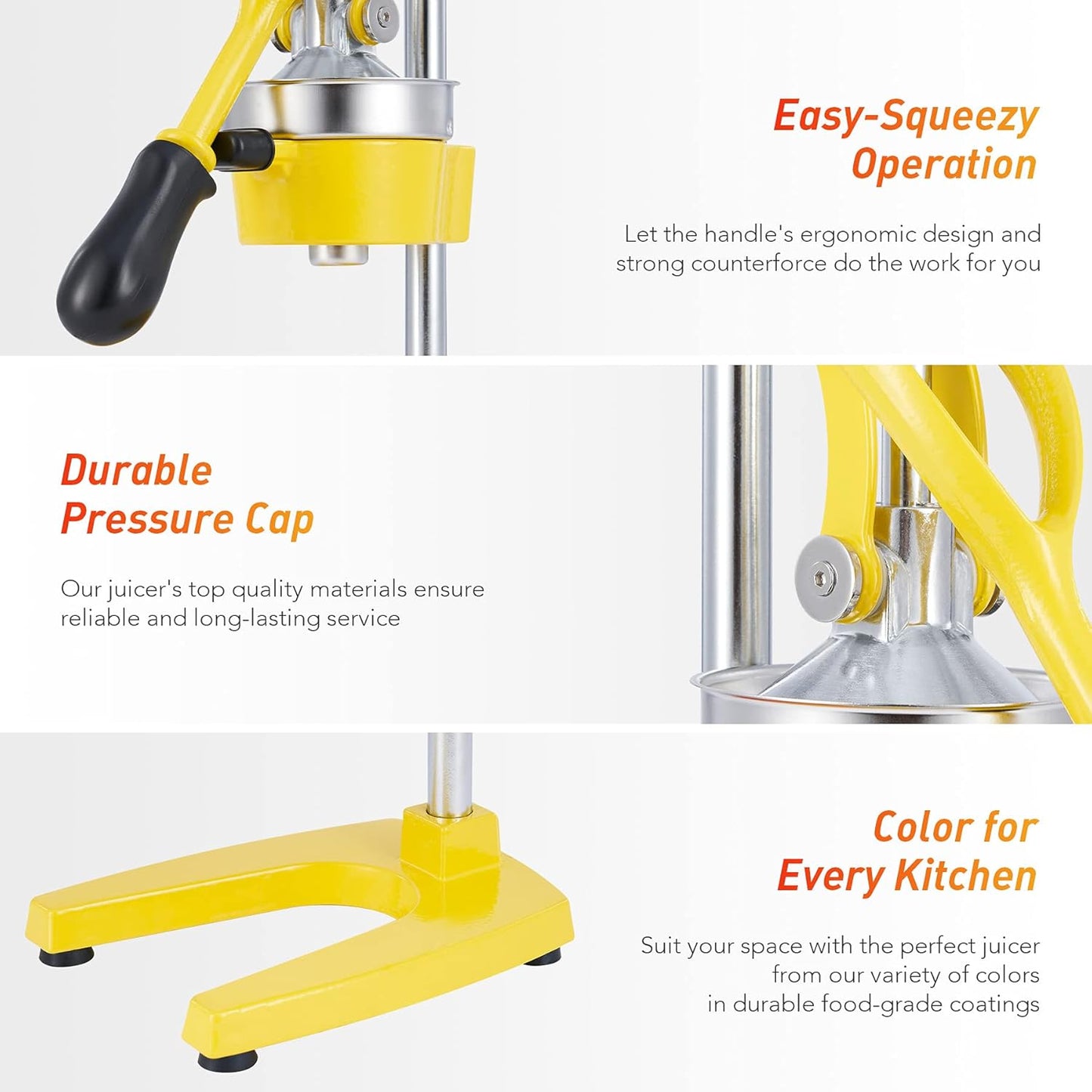 CO-Z Manual Citrus Juicer, Commercial Grade Cast Iron Orange Juicer, Professional Heavy Duty Juice Press with Removable Strainer, Manual Juice Extractor for Orange Lemon Pomegranate Citrus, Black