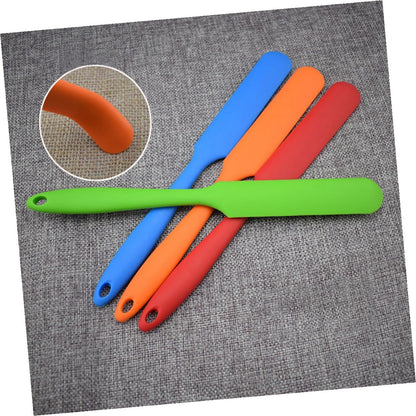 TEHAUX 4 Pcs Blue Silicone Scraper with Long Integrated Handle Flat Spatula for Butter Blending and Cake Baking High Hardness Wear-resistant Mixing Tools for Frosting and Pastry