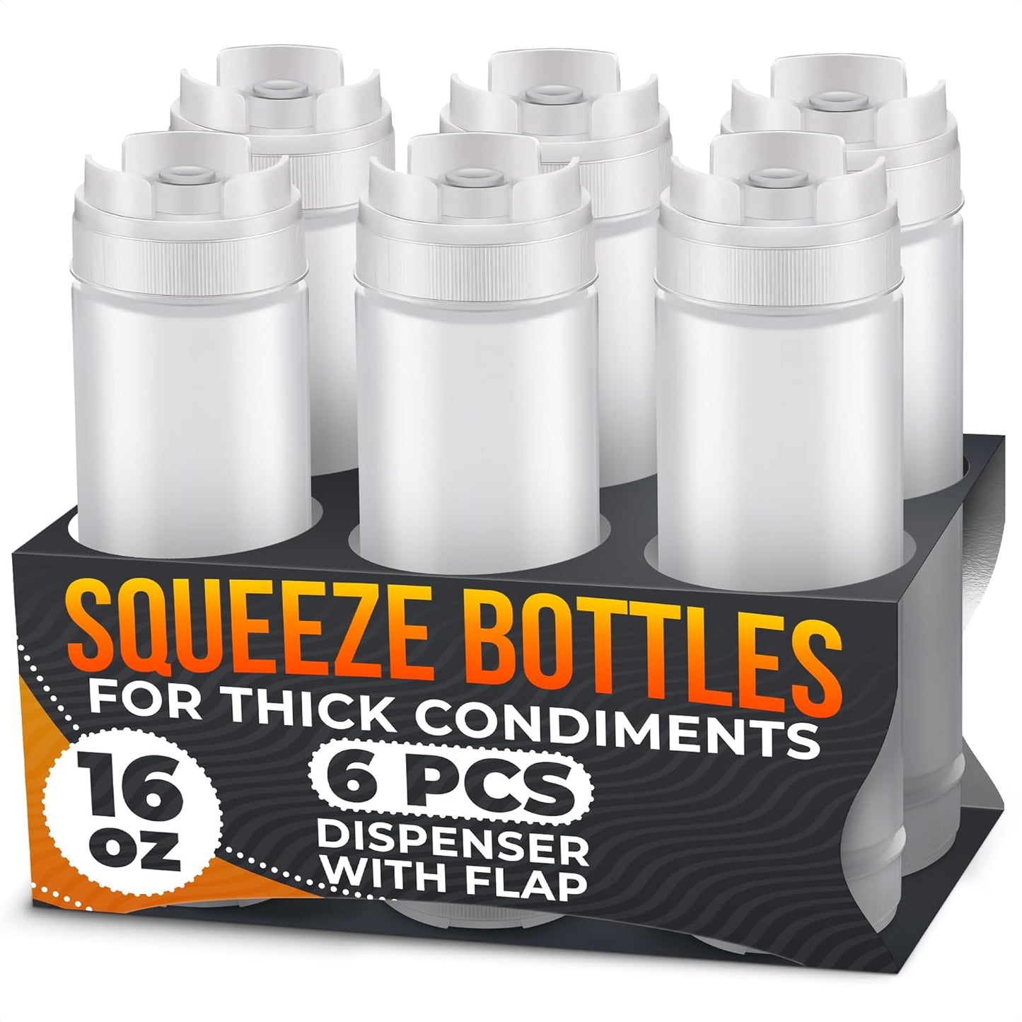 Set of 3 Inverted Condiment Squeeze Bottles 16 oz – Upgraded Design with Added Sealing Gaskets, Self-Closing Valve, Easy-to-Fill Clear Bottles for Sauces, Dressings, Ketchup, Mustard for Everyday Use