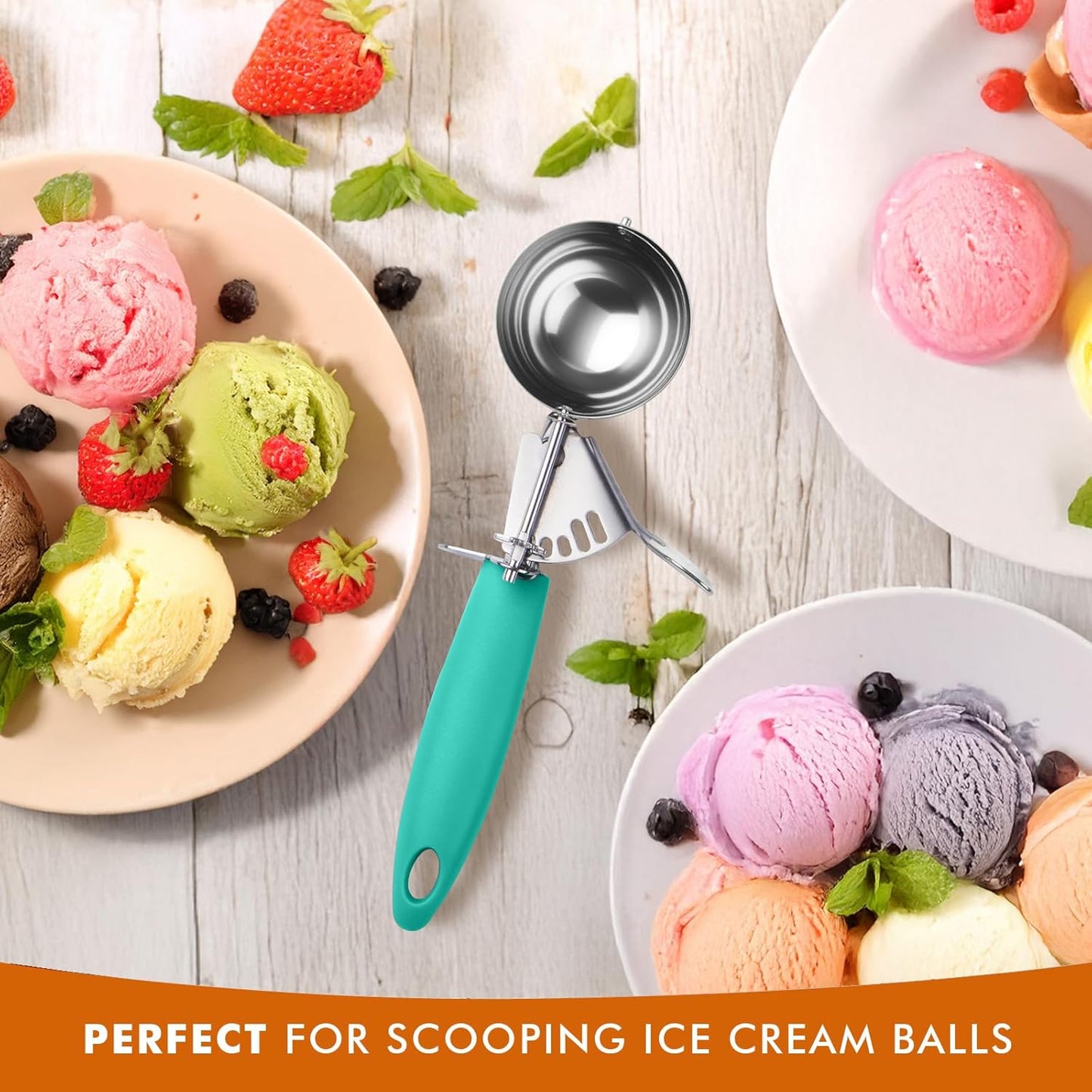 JUNADAEL J Portion Scoop, #20/2 OZ Ice Cream Scooper, Muffin Scoop, Disher, Yellow Handle, for Portion Control, Cookie Dough, Muffin, Cupcake Batter, Ice Cream, Mashed Potatoes