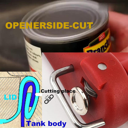 Fan Wu Safe Side-Cut Manual Can Opener – Smooth Edge, No Sharp Lid, Food-Safe, Handheld for All Can Sizes Compact & Durable Kitchen Tool
