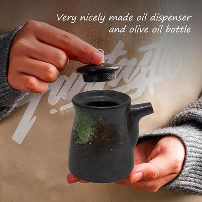 MDEOOSKY Ceramic Seasoning Bottle, Japanese Style Earthenware Ceramic Oil Dispenser, Olive Oil Dispenser, Sushi Sauce Container, 6.76 fl oz