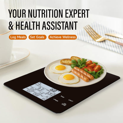 EILISON Smart Kitchen Scale with Nutrition Calculator, Digital Food Scale, Large TFT Color Display, Bluetooth App for 999+ Foods, Calorie Counter & 24 Nutrients Analyzer, 5000g Capacity (Black)