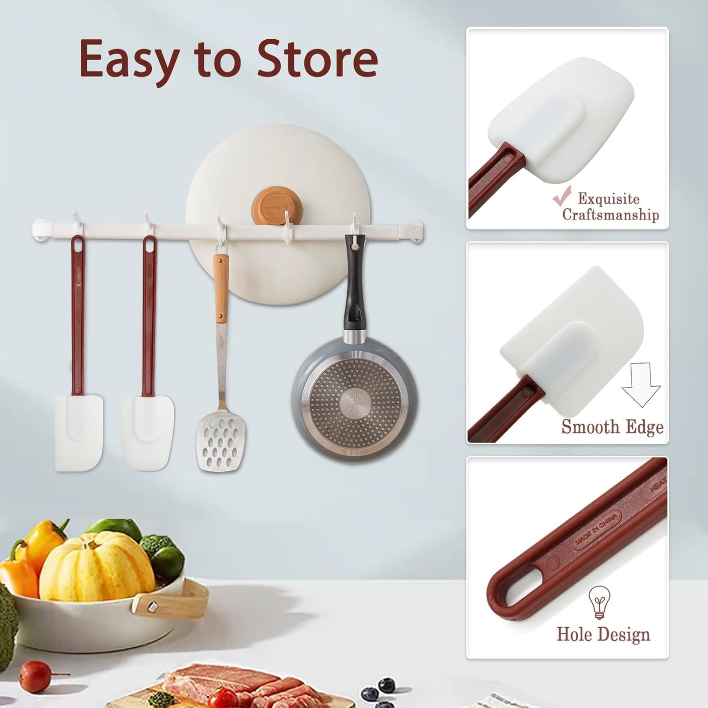16.5 INCH Silicone Spatulas Heat Resistant Heavy Duty Rubber Spatulas Commercial Spatulas Set for Kitchen Use Silicone Cooking Utensils Sets of 2