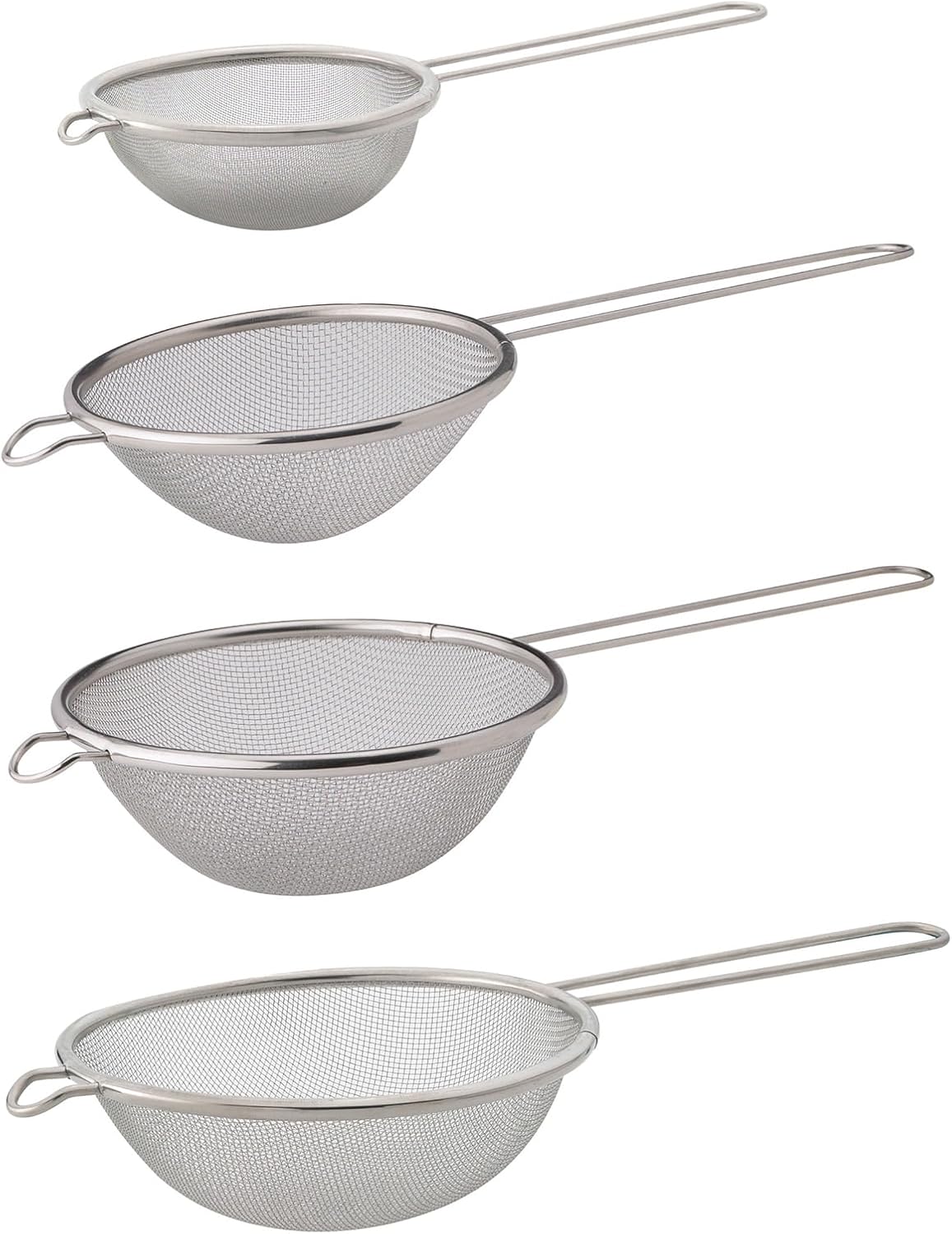 HIC Kitchen Fine Mesh Strainer With Helper Handle, 18/8 Stainless Steel, 6-Inch, For Sifting, Draining, And Straining Pasta, Vegetables, Stocks, And Sauces