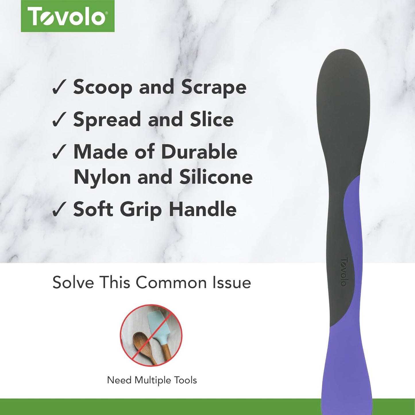 Tovolo Tool for Kitchen Meal Prep to Scoop Spread Slice and Scrape,White/Gray