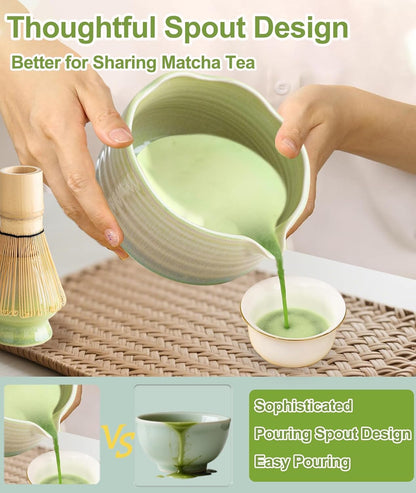 JBER Matcha Whisk Set, Ceramic Matcha Set Includes Bowl & Holder, Bamboo Whisk (Chasen), Sifter, Scoop, Spoon & Rest - 7PCS Matcha Kit Gift for Matcha Lovers & Beginners, Gradient Pink