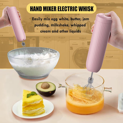 Cordless Hand Mixer MixgoII, Handheld Mixer Electric Whisk & Milk Frother, Hand Held Mini Mixers, Rechargeable Hand Mixer and Whisker, Food Processor for Cooking, Food Chopper, 4-Speed, 10Oz