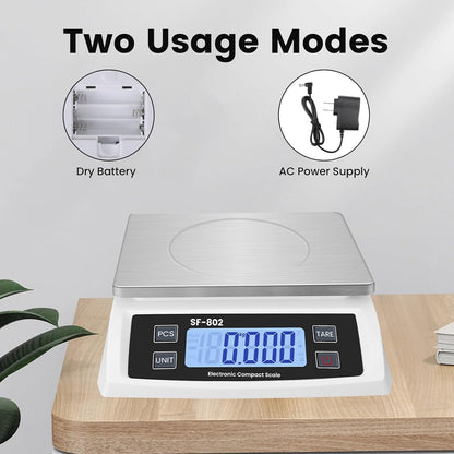 Digital Kitchen Scale 30kg/66lb Large Food Scale for Baking Cooking Stainless Bread Scale with LCD Display Counting Scales for Commercial (Color : Stainless Black)
