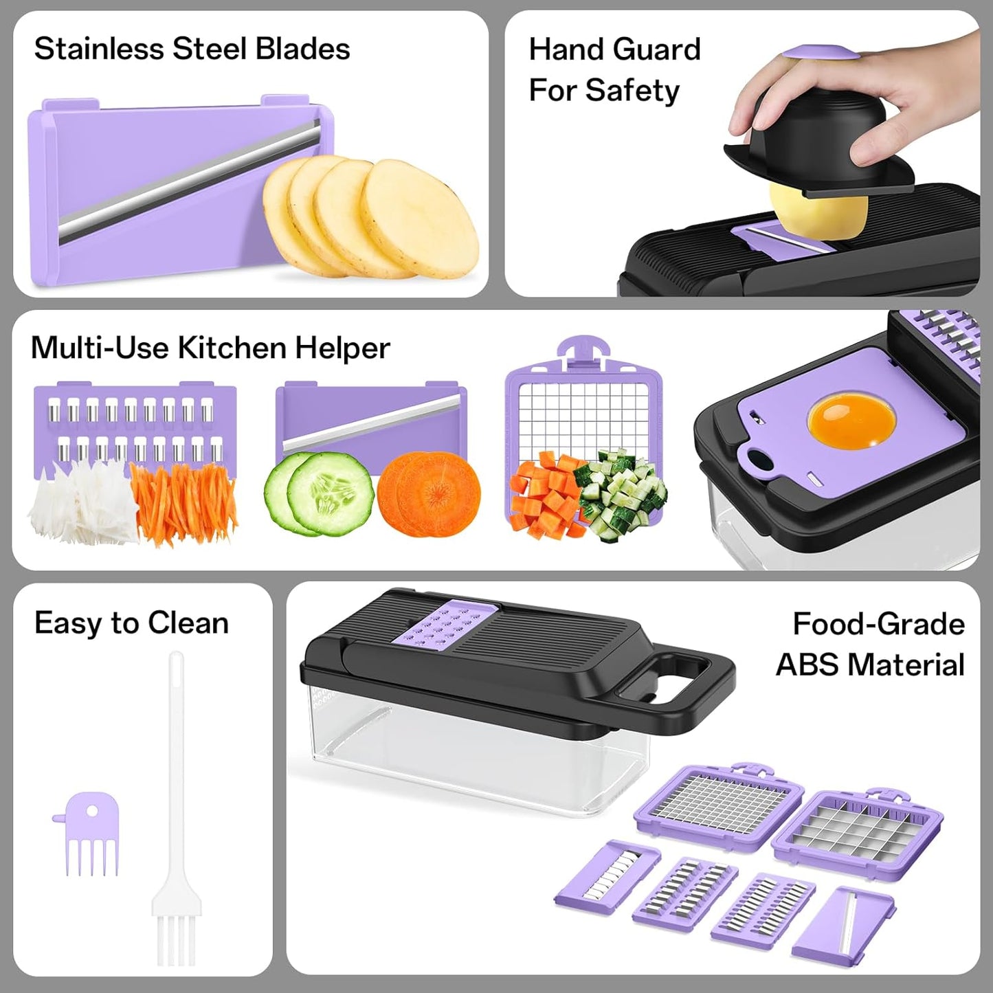 HomeHacks Vegetable Chopper Vegetable Cutter, 12 in 1 Kitchen Gadget, Dicer, Slicer, Onion Cutter, Salad, Cheese Grater & Egg Separator - Multi-Functional Veggie Chopper Lid with Handle (Green)