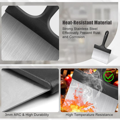 Bench Scraper,Dough Scraper,Premium Stainless Steel Dough Cutter with Measuring Scale,Multi- Purpose Food Scraper for Pastry,Cake,Pizza,Bread,Cooking