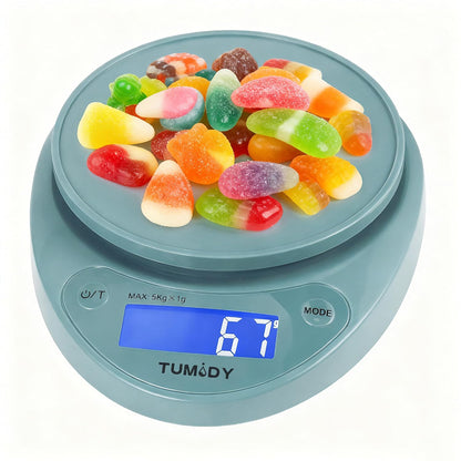 Small Digital Kitchen Scale Food - 11lb/5kg Kitchen Weight Scale with LCD Display for Weight Loss, Sourdough Bread, Baking, Cooking, Keto and Meal Prep, 1g Precision, Batteries Included, Blue