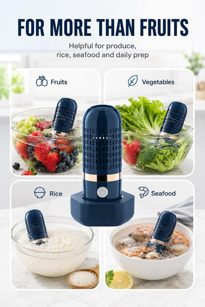 Fruit Washer Vegetable Cleaner Wash Veggie Fruit Produce Machine Device Purifier Portable 10-Minute Auto Cycle, USB Rechargeable Ipx7 Waterproof Fruit Washer(Green)