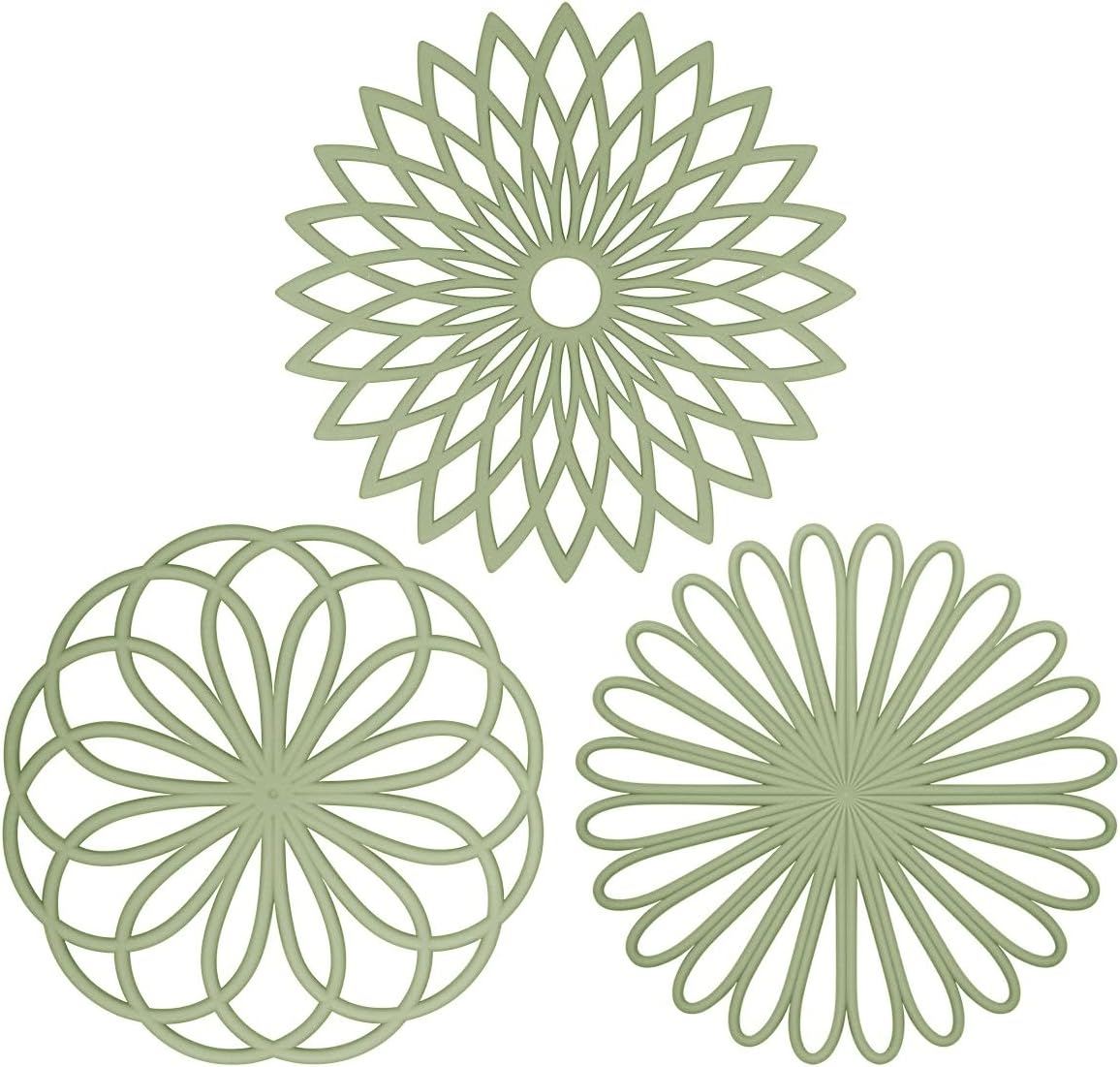 ME.FAN Silicone Trivet Mat - Kitchen Hot Pads for Pots & Dish - Insulated Teapot Trivet - Flexible, Durable, Non-Slip Large Coasters 3 Set Black
