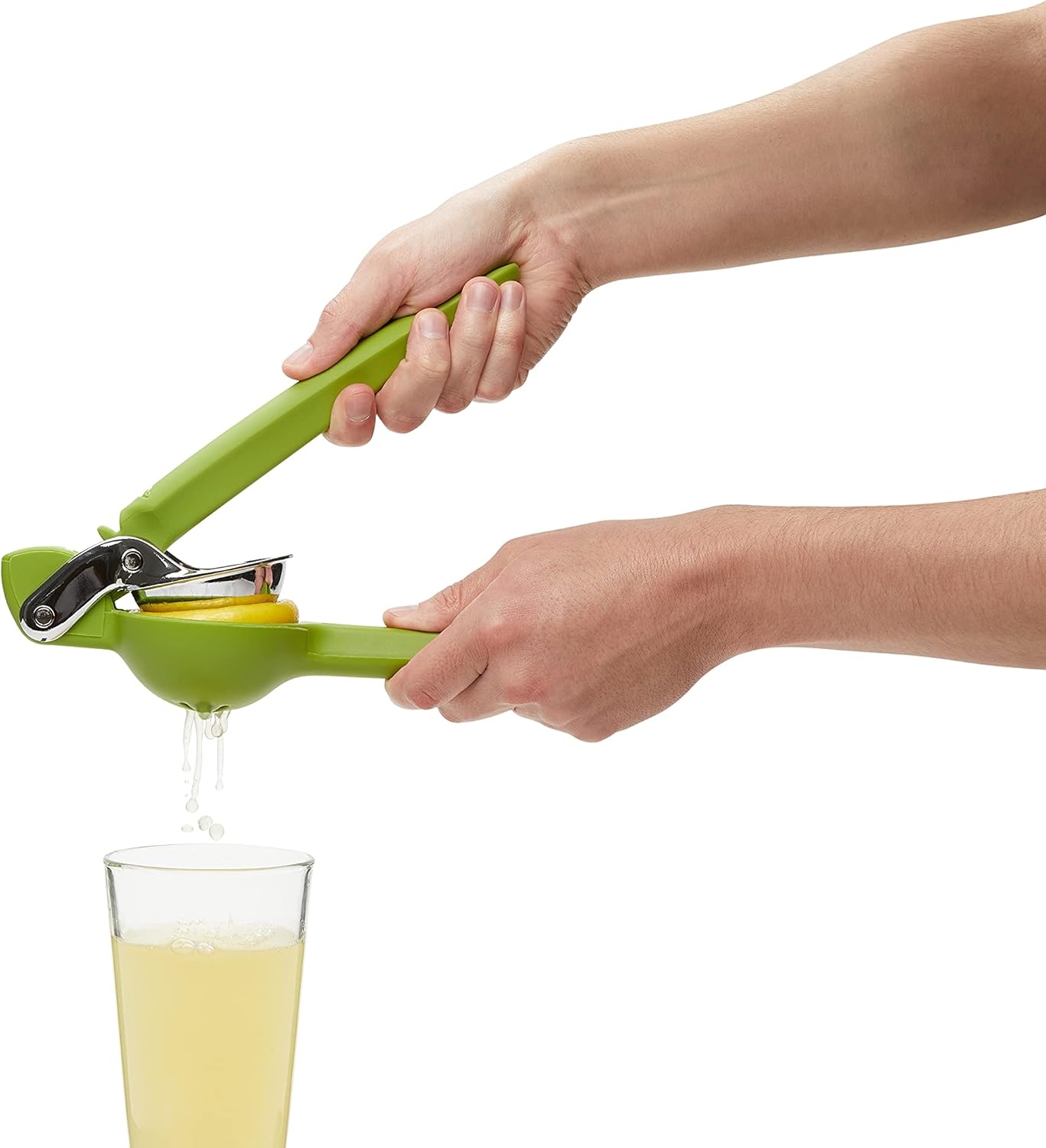 Chef'n FreshForce Lemon Squeezer Citrus Juicer, Manual Hand Press with Dual-Gear Power for Maximum Juice Extraction, Durable, Lime Green