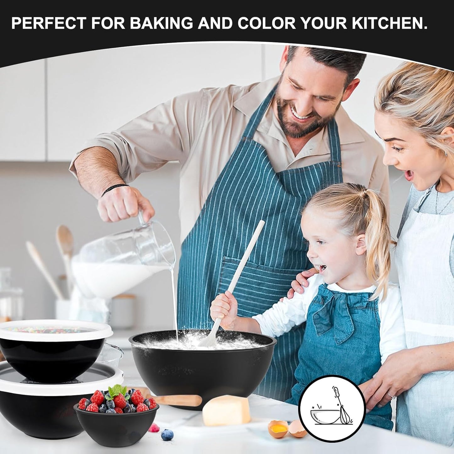 Greentainer Plastic Mixing Bowls with Lids Set for Kitchen, 6 Set Nesting Bowls for Mixing, Baking, Prepping, Cooking and Serving Food, Mixing Bowls Dishwasher, Microwave Safe