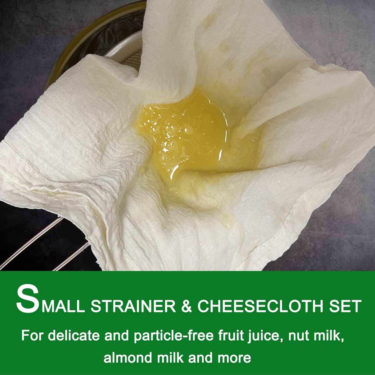 Fine Mesh Strainer with Sturdy Handle, 7.76 Inch Stainless Steel Strainers, Bonus 20x20 Inch Reusable Cotton Cheese Cloths with 4 Hemmed Edges, Sieve Sifter for Straining, Cooking, Baking