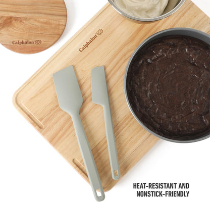 Calphalon Prime Scraper Set, 2-Piece Silicone Kitchen Scraper Set, Flexible Baking & Cooking Scrapers, Heat-Resistant Nonstick-Safe Tools with Ergonomic Handles, Navy