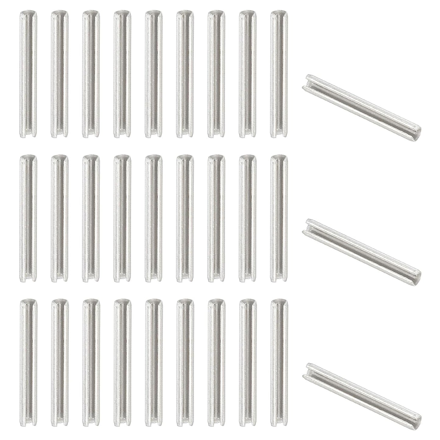 PATIKIL Slotted Spring Pin, 50 Pcs 1/8" x 3/4" (3.2mm x 20mm) 304 Stainless Steel Split Roll Pins Spring Dowel for Home Improvement Automotive Machine Repair, Silver - Colors B