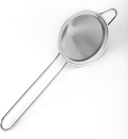 3-Piece Stainless Steel Fine Mesh Strainer Set - Conical Tea & Cocktail Filter for Loose Leaf, Food, Bar Use - Ergonomic Durable Kitchen Colander Tool