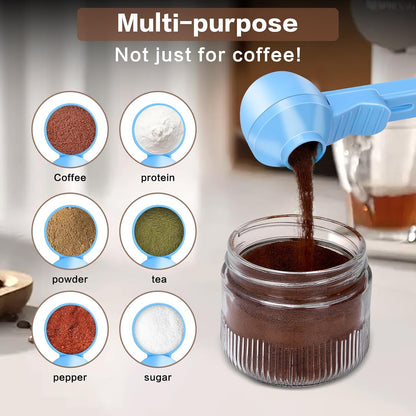 2-in-1 Coffee Scoop with Funnel, 2 Teaspoon Measuring Spoon for Reusable K Cups, Ground Coffee, Protein Powder & Tea, Mess-Free Plastic Design (Pink)