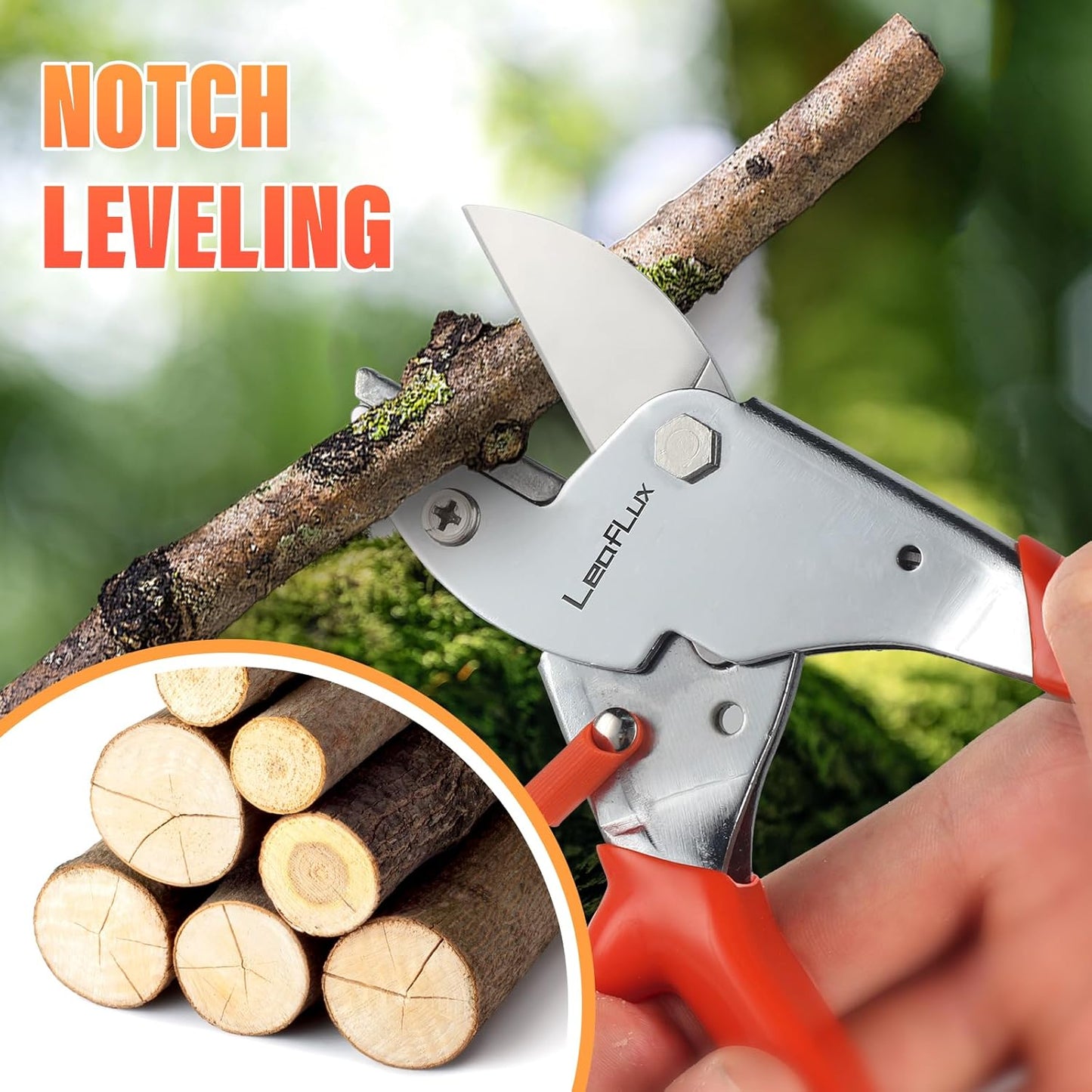 LeafLux 8" Professional Heavy Duty Anvil Pruning Shears with Anti-Rust SK-5 Blades, Garden Shears for Dry Stems and Small Branches, Gardening Scissors, Clippers for Wood, Non-Slip Handle. | LFXP1108S