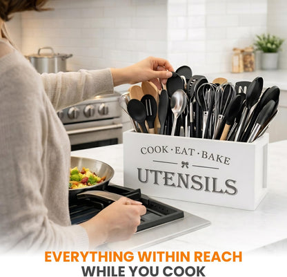 Extra Large Kitchen Utensil Holder for Countertop, 4 Compartment Large Capacity Utensil Organizer, Holds 30 Plus Cooking Utensils, Kitchen Counter Organizer, Space Saving Storage