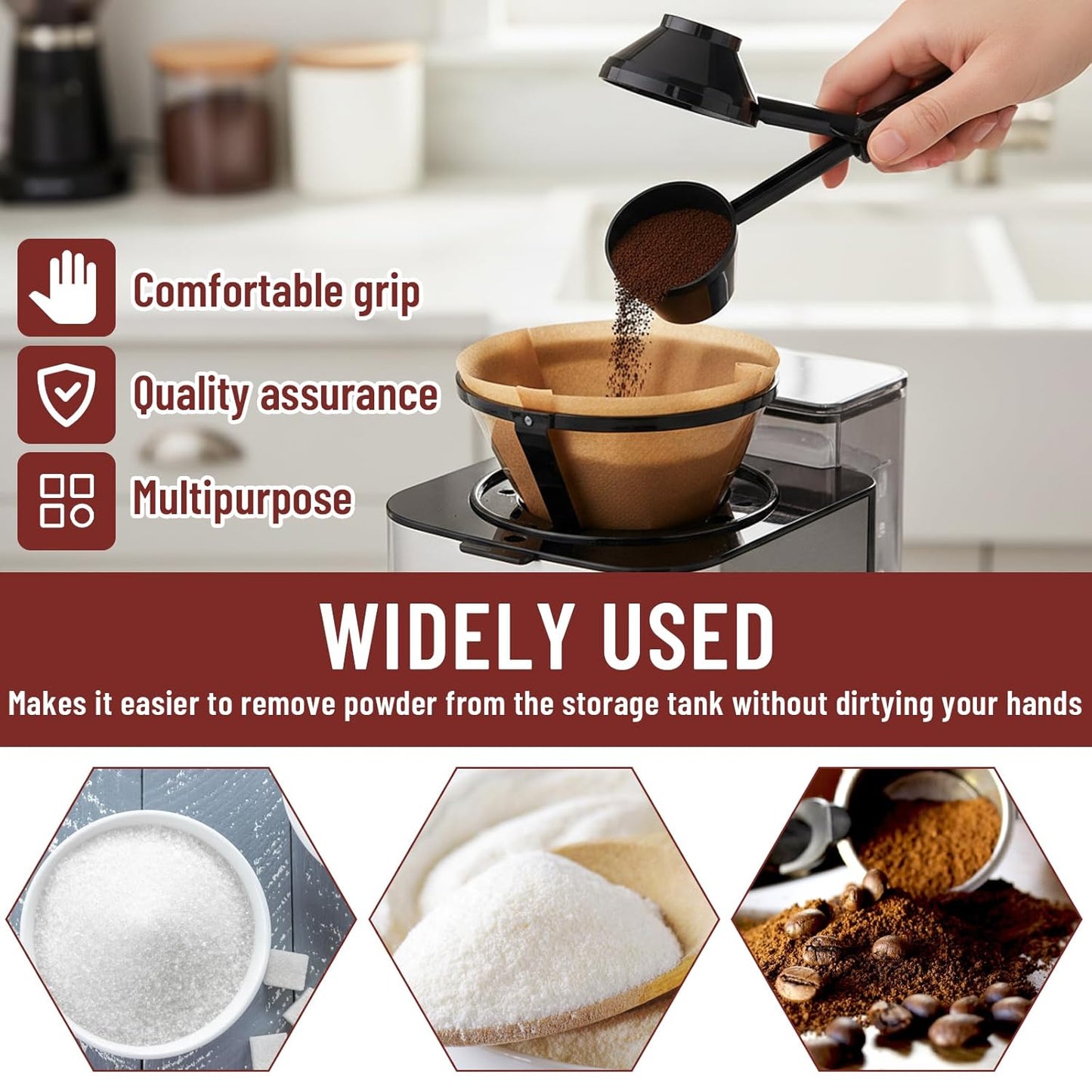 2 Pack Funnel Scoop for Powder, Protein Scoop Funnel,Coffee Powder Scoop with Durable ABS Material, Efficient Powder Transfer Tool for Kitchen and Gym