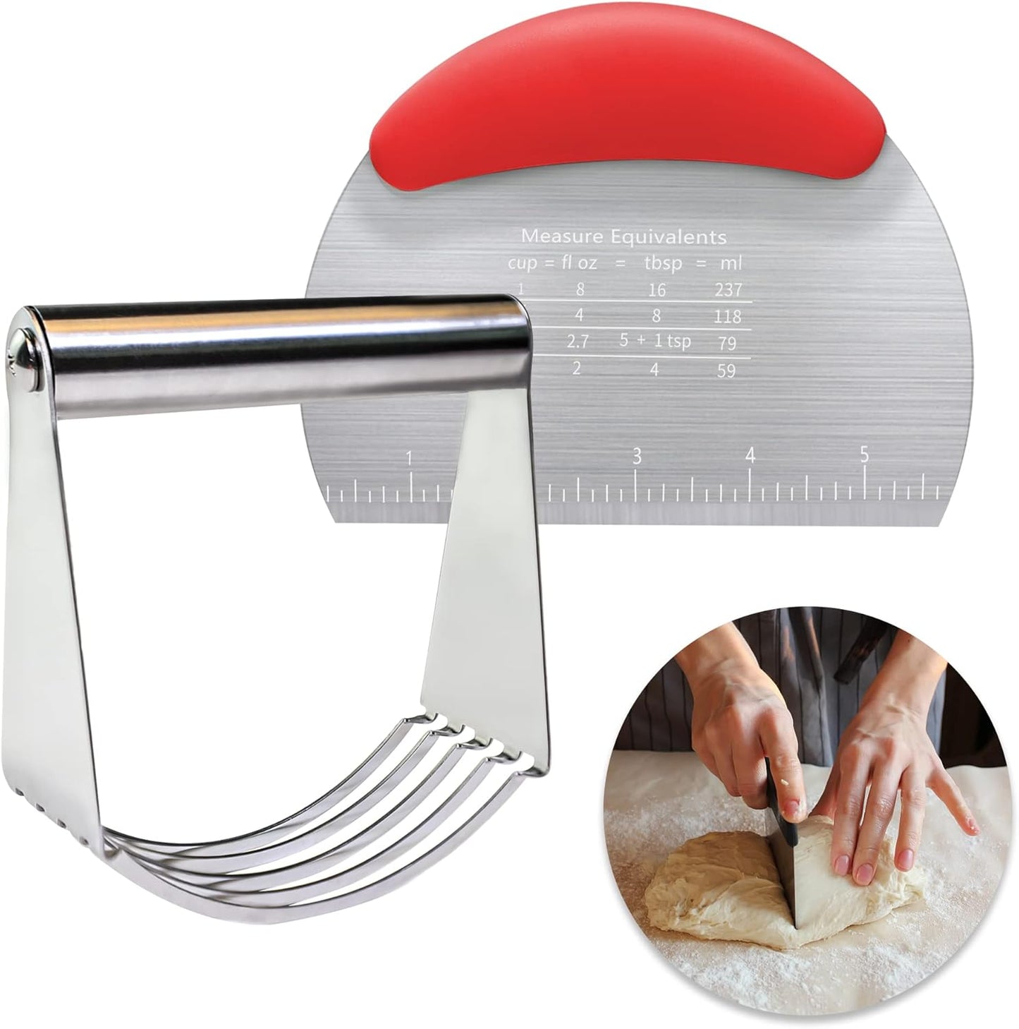 Pastry Cutter Dough Scraper Dough Cutter Scraper Tool Kitchen Pastry Blender,Stainless Steel Pastry Cutters Heavy Duty Dough Cutter for Kitchen Baking Tools,Comfortable and Dishwasher Safe (Blue)