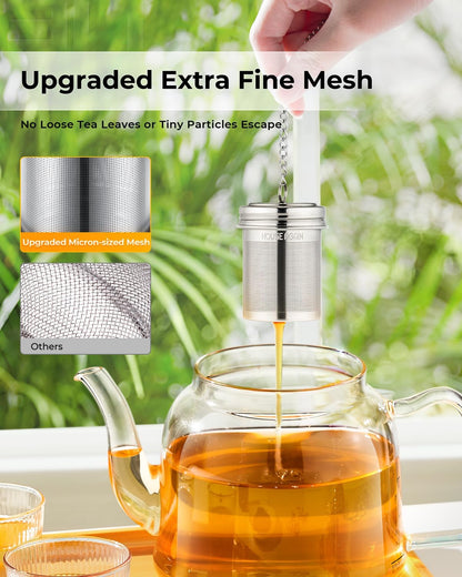 House Again Large Tea Infuser, Extra Fine Mesh Tea Strainers for Loose Tea, 18/8 Stainless Steel Tea Strainer with Extended Chain Hook, Tea Steeper for Brew Tea, Spices & Seasonings, for Multi Cups