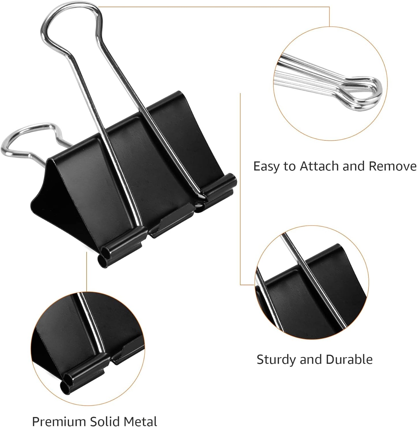 Amazon Basics Sturdy Binder Clips, Office Supplies, Small 0.75 in, Document Organizing, School Supplies, Black, 144 Count