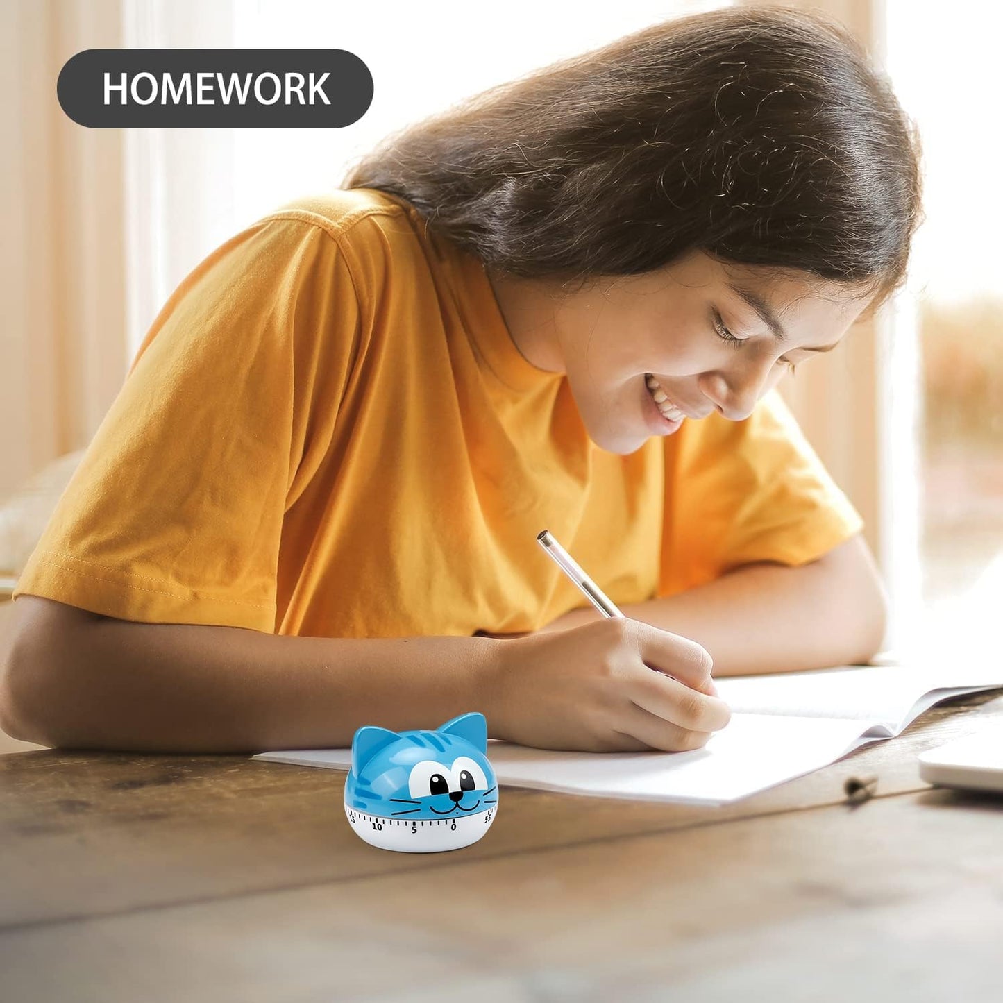 Cute Kitchen Timer Mechanical Timer for Kids (Blue Cat)