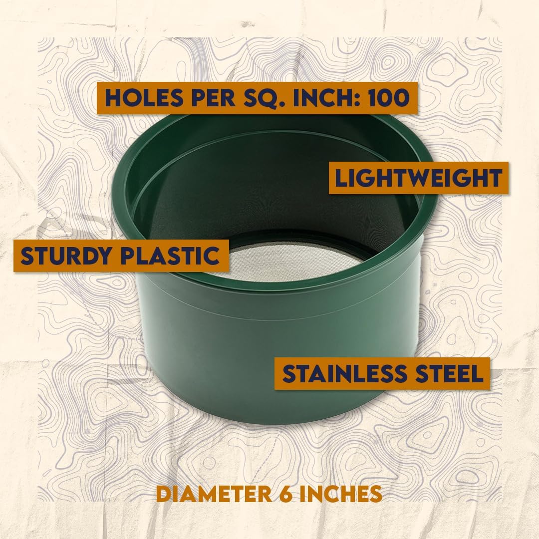 SE 5.5 Inch Mini Stackable Classifier Gold Prospecting Pan - 50 Holes/Square Inch Stainless Steel Mesh Sifting Pan, Green