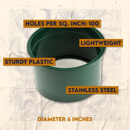 SE 5.5 Inch Mini Stackable Classifier Gold Prospecting Pan - 50 Holes/Square Inch Stainless Steel Mesh Sifting Pan, Green