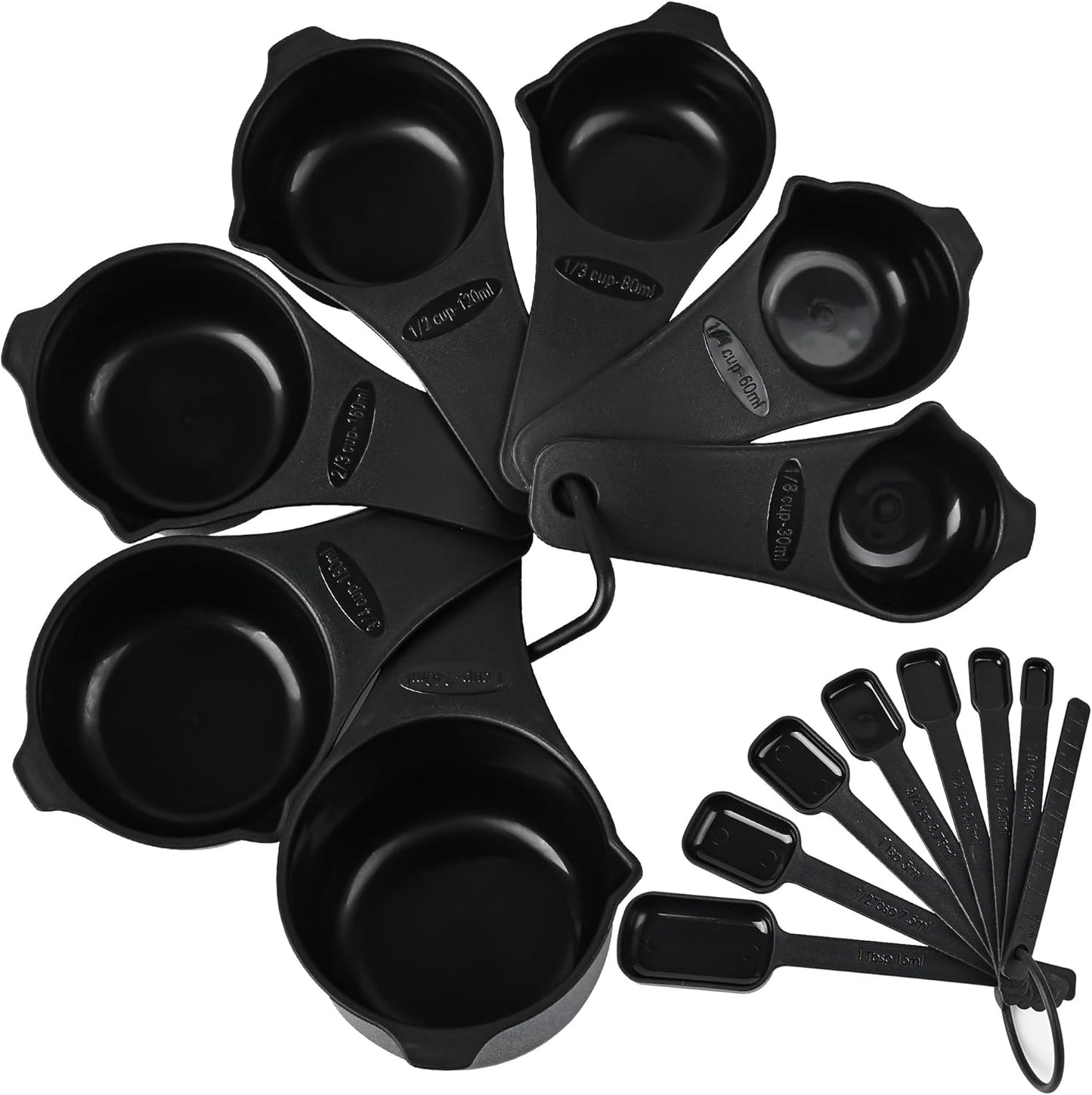 Plastic Measuring Cups and Spoons Set 15, Purple Dry & Liquid 7 Measuring Cups & 7 Measuring Spoons with Leveler, Metric & US Kitchen Measure Cups Spoons for Cooking & Baking