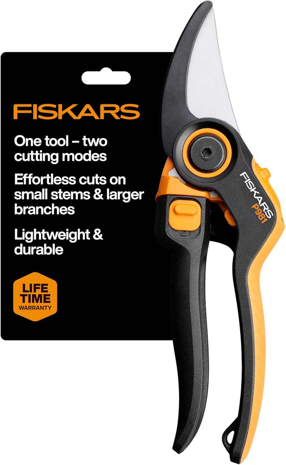 Fiskars PowerGear2 Pruning Shears, Patented Gear Technology & Cam Mechanism Multiplies Leverage, Hardened Steel Bypass Blade, Contoured Rolling Handle Reduces Hand Fatigue, 3/4" Cut Capacity