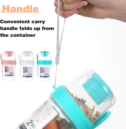 6 Pcs Salad Shaker Cup with Lids and Fork Fresh Salad Shaker Container for Lunch, Portable Breakfast Meal Vegetable and Fruits, White, Pink, Green