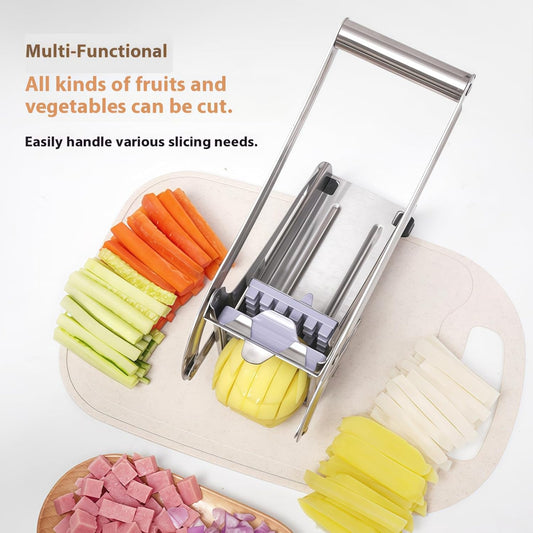 French Fry Cutter,Grade Stainless Steel French Fry Cutter,Potato Cutter Stainless Steel with 1/2-Inch Blade Great for Vegetable Potatoes Carrots Cucumbers