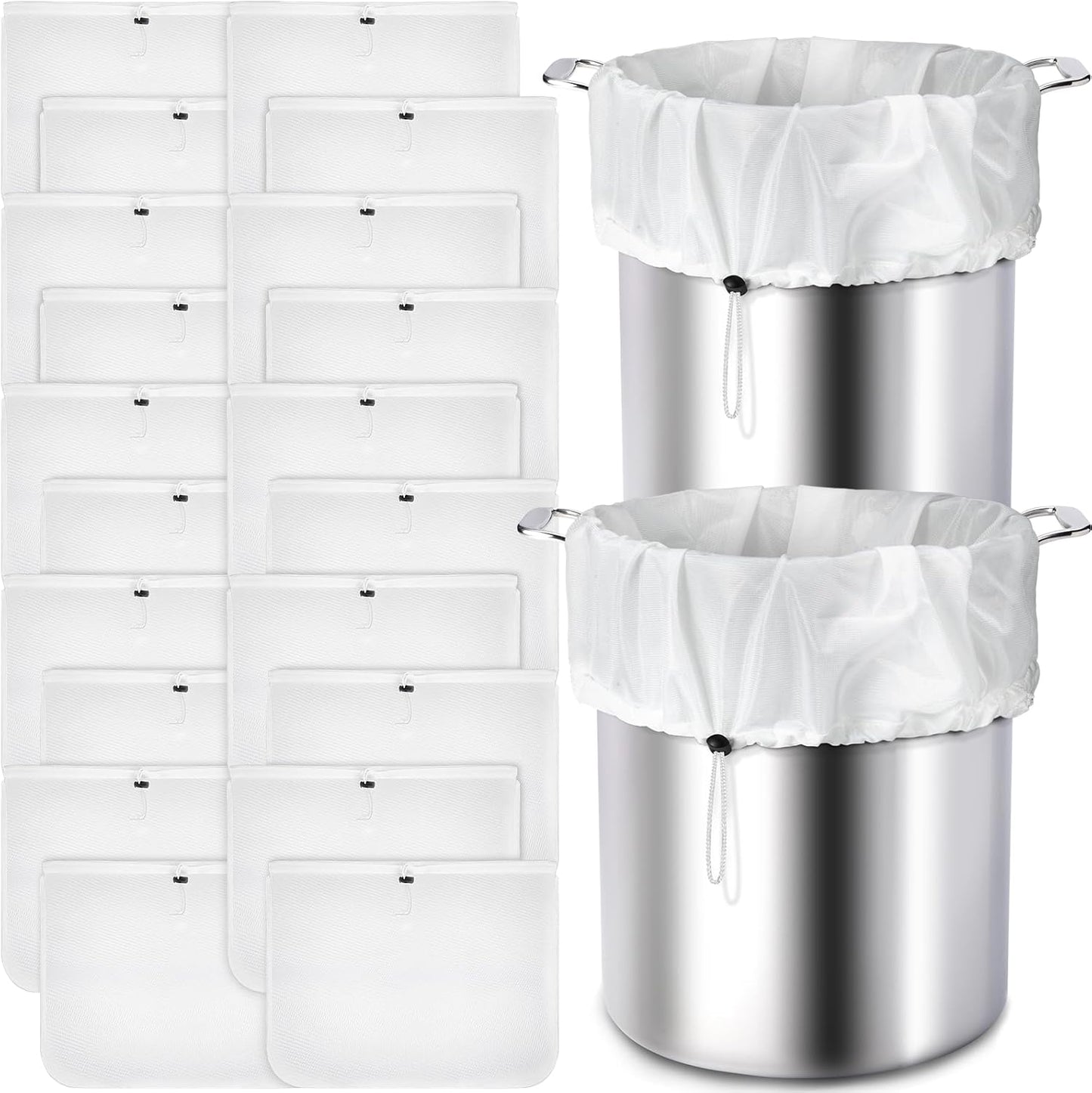 Chumia 10 Pack Brew Bags Reusable Extra Large 26 x 22'' Fine Mesh Strainer Cold Brew Filters Drawstring Cheese Cloth Straining Bags Wine Making Supplies for Fruit Cider Beer