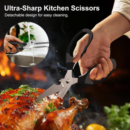 8" Detachable Kitchen Scissors – Heavy-Duty Japanese SUS420J2 Stainless Steel, Multi-Function Shears for Food Prep, Herb Cutting & More | Easy to Clean, Dishwasher Safe
