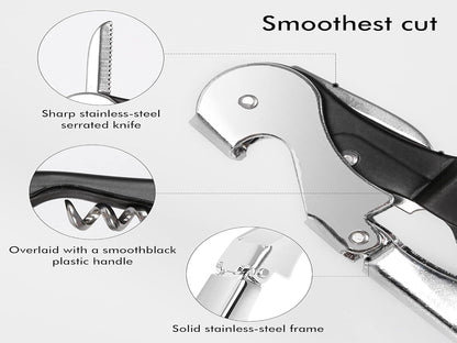 Kit-Home Professional Waiter Corkscrew Wine Openers Set (4 PCS),Upgraded with Heavy Duty Stainless Steel Hinges Wine Key for Restaurant Waiters, Sommelier, Bartenders