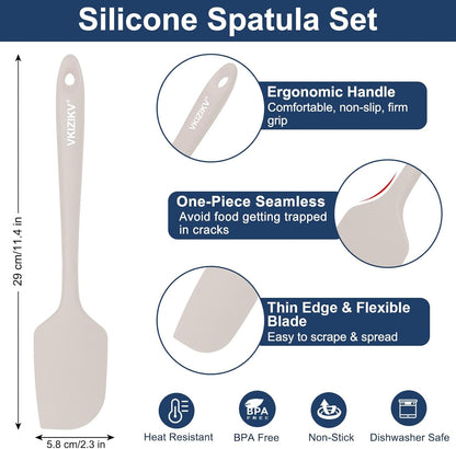 4 Pcs Silicone Spatula Set, 11.4 In, 600°F Heat Resistant Rubber Spatulas for Baking, Cooking & Mixing, Flexible and Non-Stick Kitchen Utensils, Seamless & Dishwasher Safe (Multicolor)